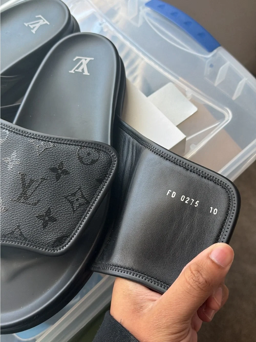 Louis Vuitton Black Monogram Men's Slide Sandals